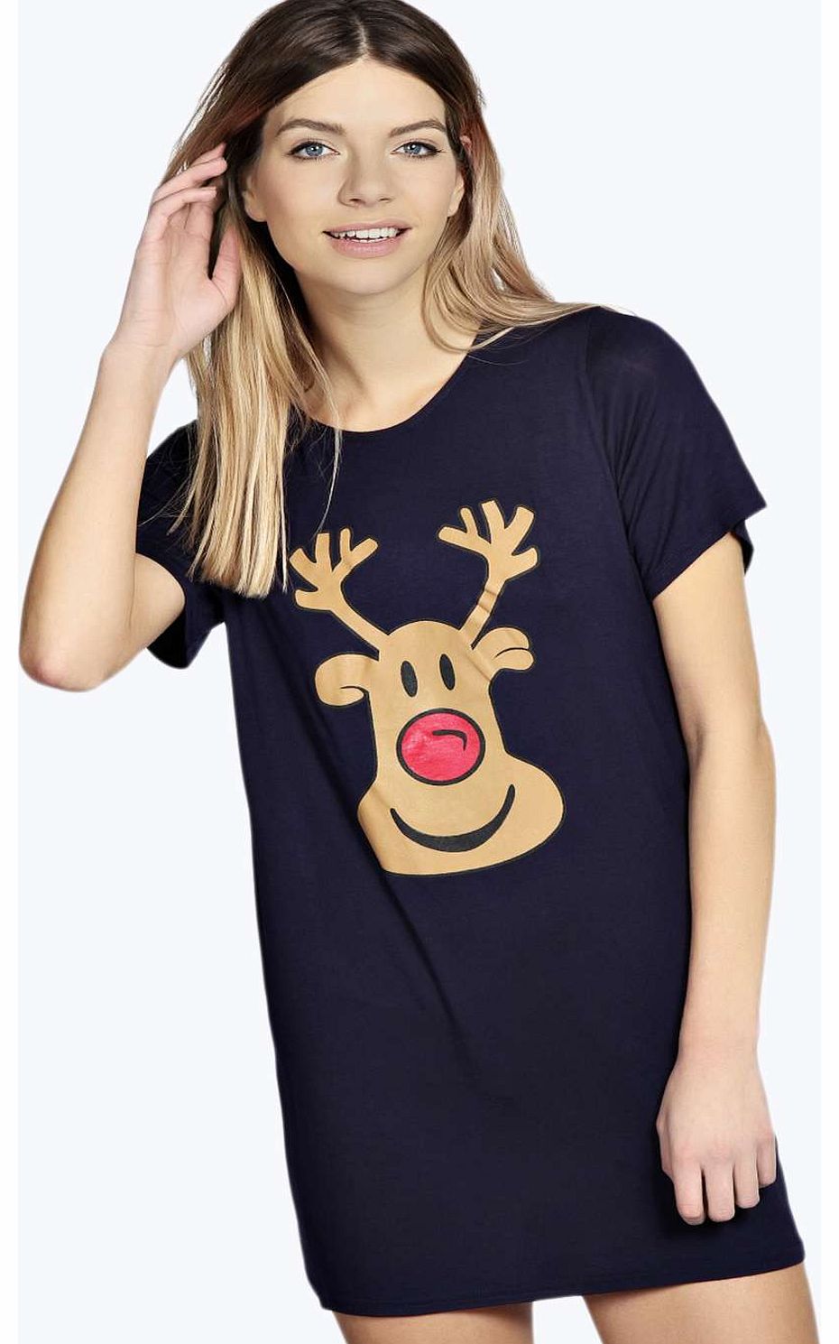 boohoo Ruby Reindeer Oversized T-shirt Nightdress -