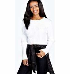 boohoo Ruby Rib Crop Jumper - white azz22363