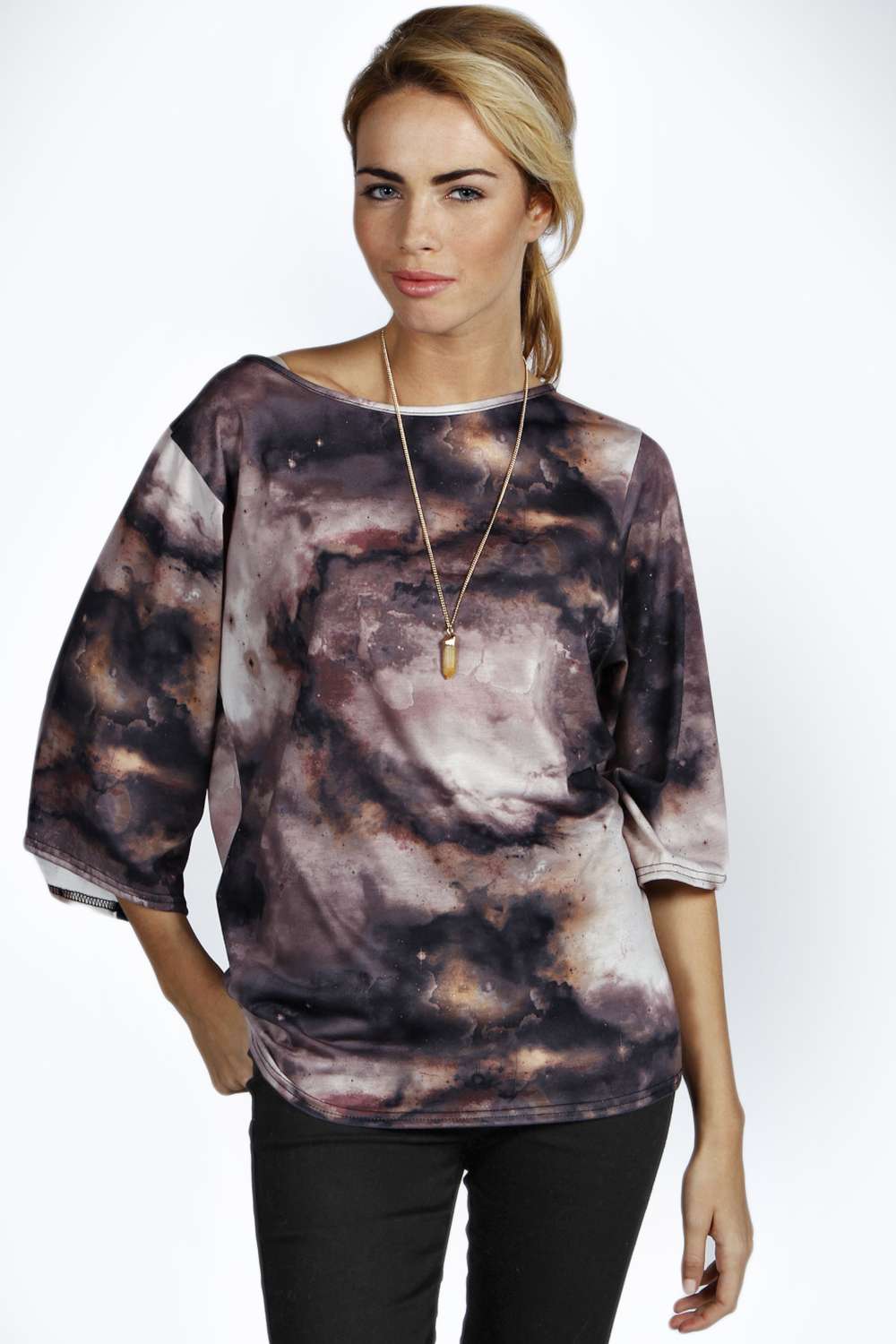 Ruby Utopia Print Oversized Kimono Top -