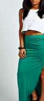 boohoo Ruched Side Jersey Maxi Skirt - bright green