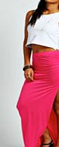 boohoo Ruched Side Jersey Maxi Skirt - pink azz30242