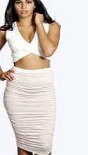 boohoo Ruched Sides Midi Skirt - blush azz05981
