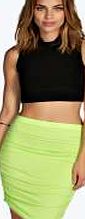 boohoo Ruched Sides Mini Skirt - lime azz06187