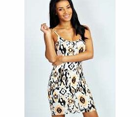 Ruth Printed Strappy Bodycon Dress - neon-orange