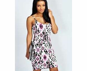boohoo Ruth Printed Strappy Bodycon Dress - neon-pink