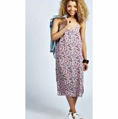 boohoo Sacha Strappy Button Front Floral Cami Dress -