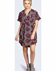 Sacha Woven Animal Floral Shirt Dress - multi