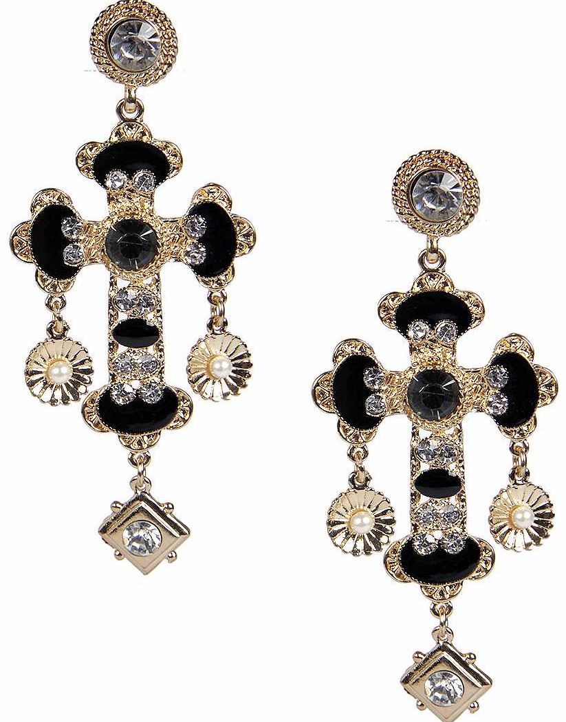 boohoo Sadia Statement Jewel Cross Earrings -