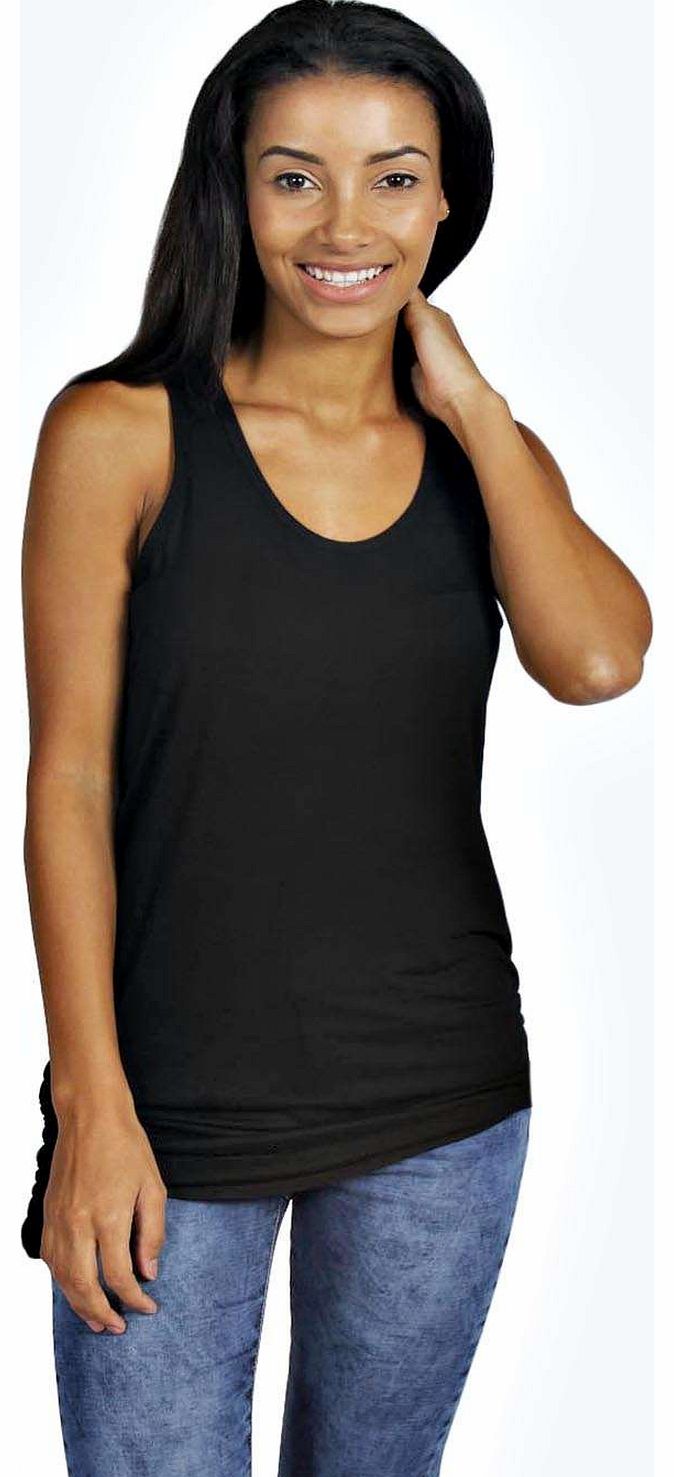 Saffron Side Gathered Vest - black azz17884