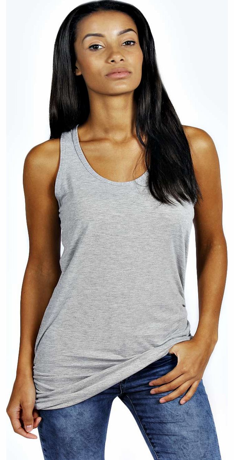 Saffron Side Gathered Vest - grey marl azz17884