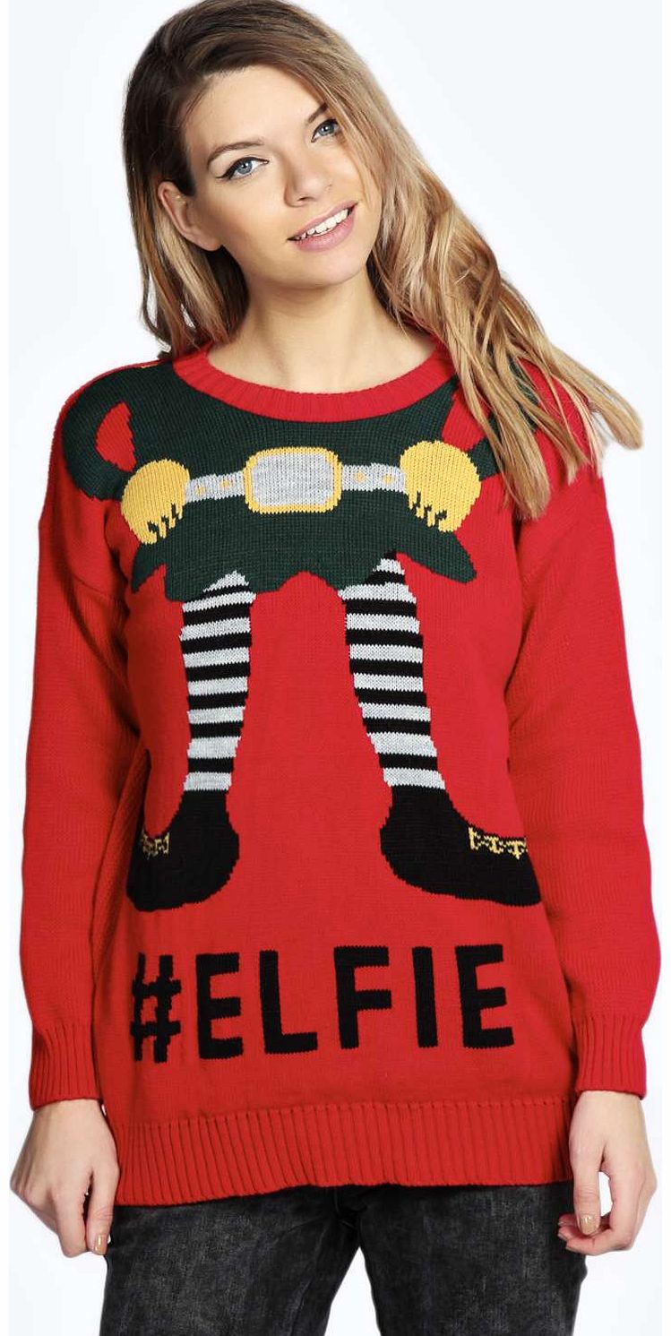 boohoo Sara #Elfie Elf Jumper - red azz15086