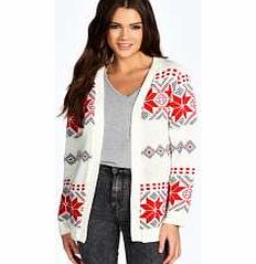 boohoo Sara Snowflake Fairisle Cardigan - cream azz23199