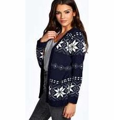 boohoo Sara Snowflake Fairisle Cardigan - navy azz23199
