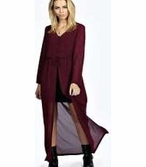 boohoo Sarah Button Through Kimono Dress - wine azz22173