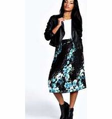 boohoo Sarah Floral Pleated Woven Midi Skirt -