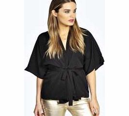 boohoo Saskia Kimono Sleeve Style Top - black azz20536