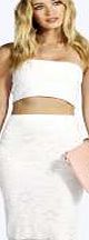 boohoo Scallop Edge Lace Midi Skirt - ivory azz08288