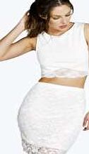 boohoo Scallop Edge Lace Mini Skirt - ivory azz06963