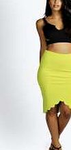 boohoo Scallop Hem Midi Skirt - lime azz08682