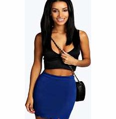 boohoo Scallop Hem Mini Skirt - blue azz10844
