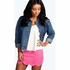 boohoo Scallop Hem Ponte Mini Skirt - lipstick azz29438