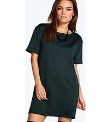 boohoo Scarlett Roll Back Ponte Shift Dress - bottle
