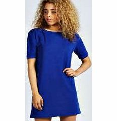 boohoo Scarlett Roll Back Ponte Shift Dress - cobalt
