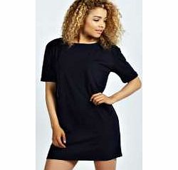 boohoo Scarlett Roll Back Ponte Shift Dress - navy