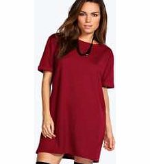 boohoo Scarlett Roll Back Ponte Shift Dress - plum