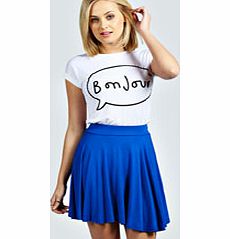 boohoo Selena Jersey Viscose Skater Skirt - cobalt