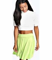 boohoo Selena Jersey Viscose Skater Skirt - lime azz33319