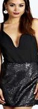 boohoo Sequin Mini Skirt - black azz21754