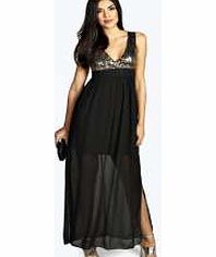 boohoo Sequin Wrap Chiffon Skirt Maxi Dress - black