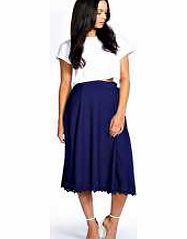 boohoo Sheena Laser Cut Full Circle Midi Skirt - cobalt