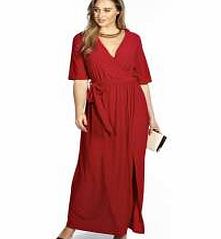 boohoo Sheena Wrap Front Slinky Maxi Dress - wine