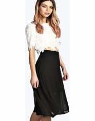 boohoo Sheer Midi Skirt - black azz16226