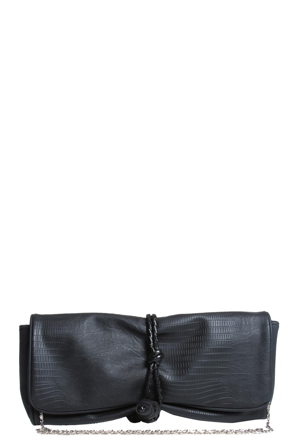 boohoo Shelly Scale Effect Rope Tie Clutch -