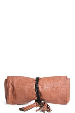 Boohoo Shelly Scale Effect Rope Tie Clutch