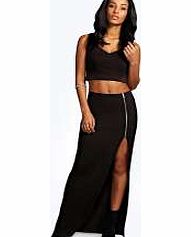boohoo Side Zip Maxi Skirt - black azz10838