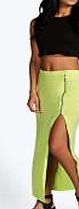 boohoo Side Zip Maxi Skirt - lime azz10838