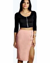boohoo Side Zip Pencil Midi Skirt - dusky pink azz13360
