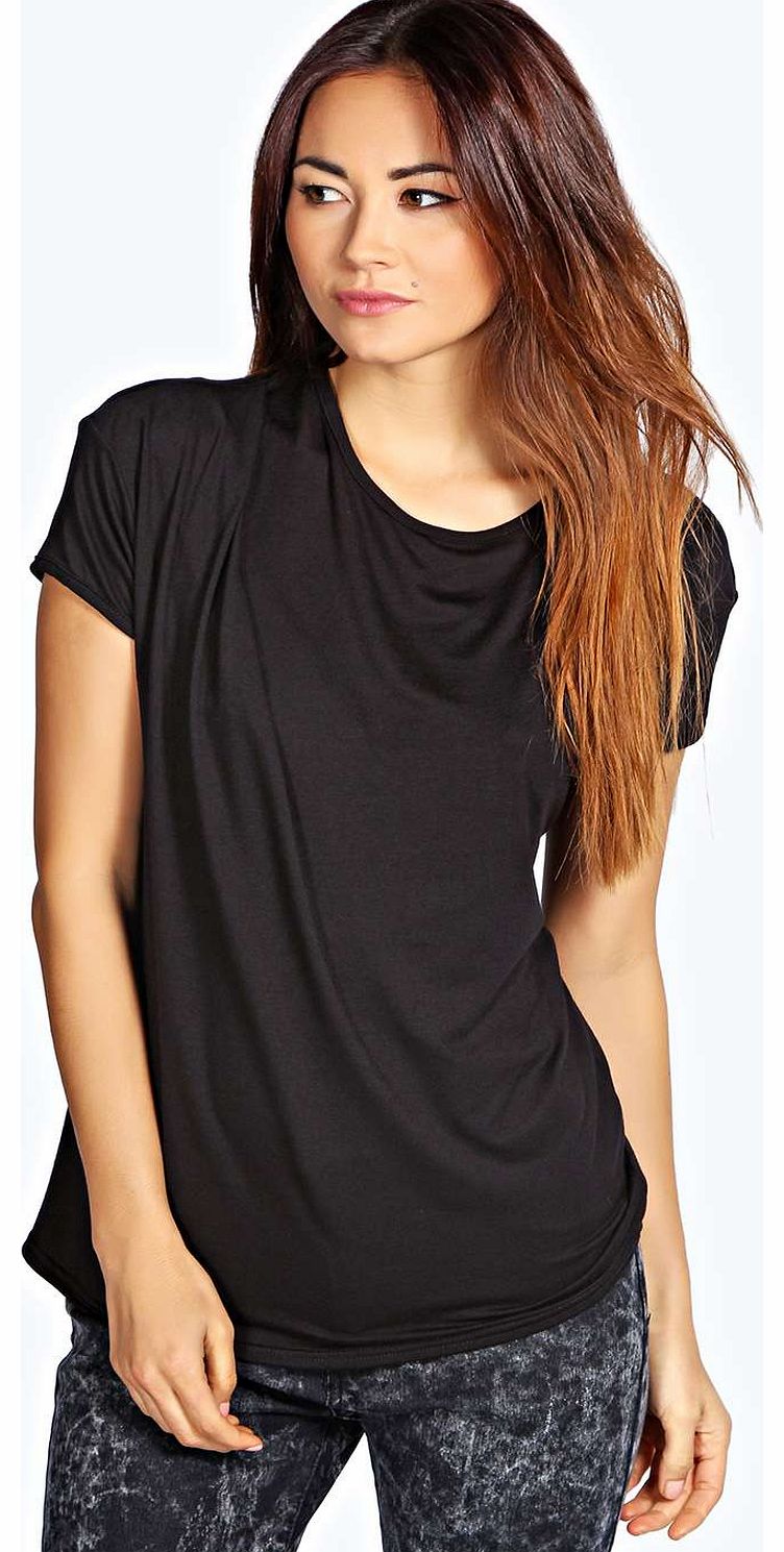 boohoo Sienna Drape Front Short Sleeve Tee - black