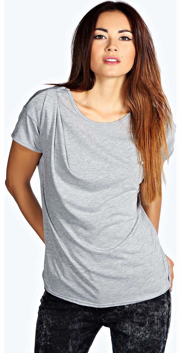 boohoo Sienna Drape Front Short Sleeve Tee - grey marl