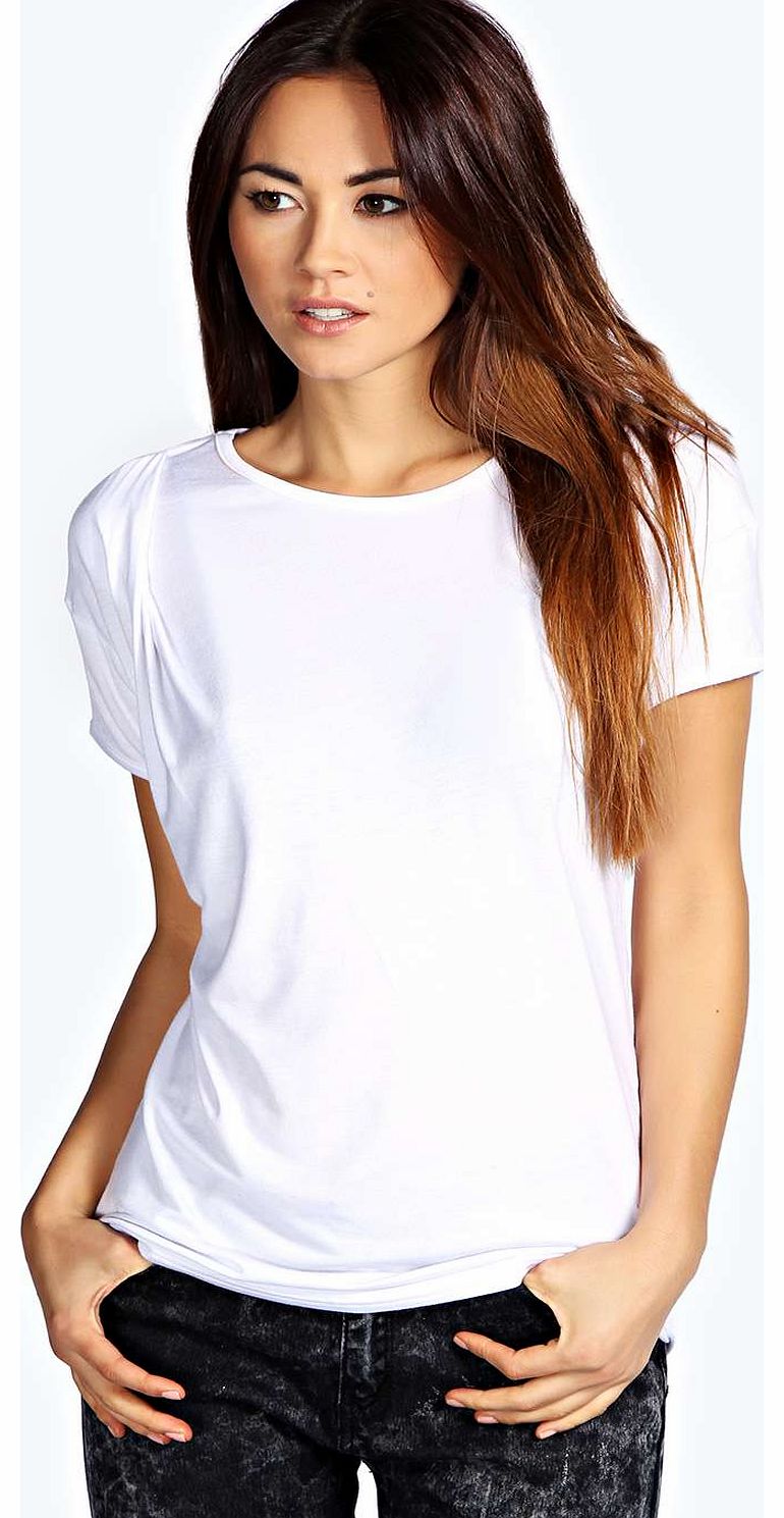 boohoo Sienna Drape Front Short Sleeve Tee - white