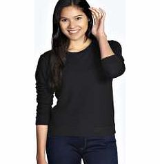 boohoo Sienna Rib Sweatshirt - black azz19927