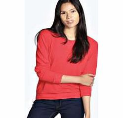 boohoo Sienna Rib Sweatshirt - red azz19927