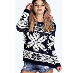 boohoo Sienna Snowflake Jumper - navy azz23340