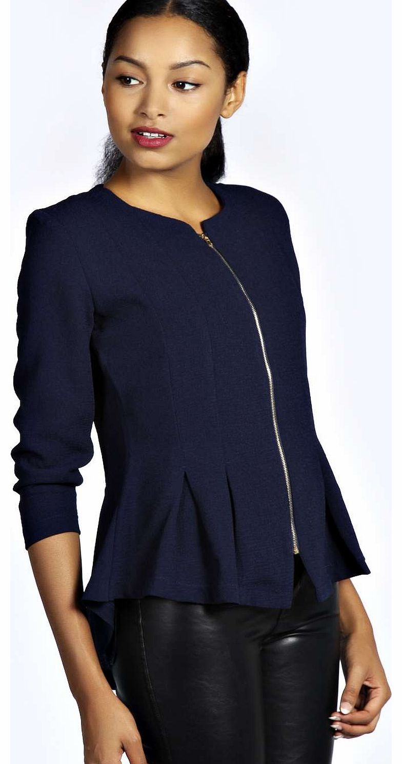 boohoo Simone Peplum Tailored Blazer - navy azz19165