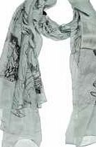 boohoo Skull Print Lightweight Scarf - grey azz05229