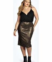 boohoo Skye Cracked Gold Midi Skirt - gold pzz98997